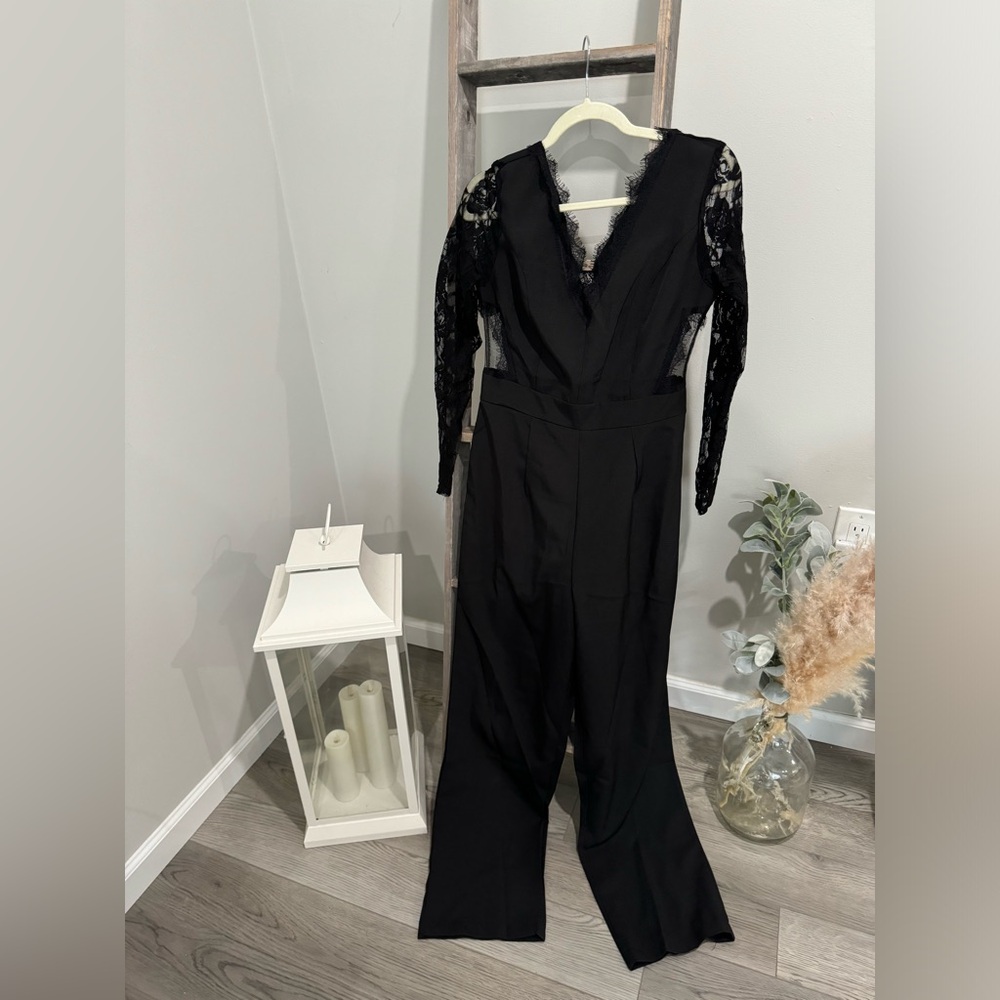 BLACK LONG SLEEVE JUMPSUIT LACE